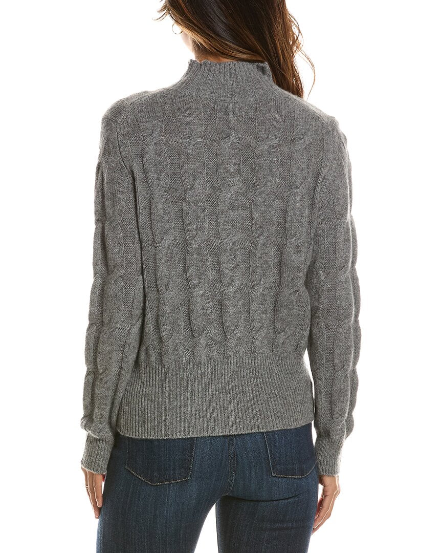 Forte Cashmere Cable Mock Neck 100% Cashmere Sweater – view 2