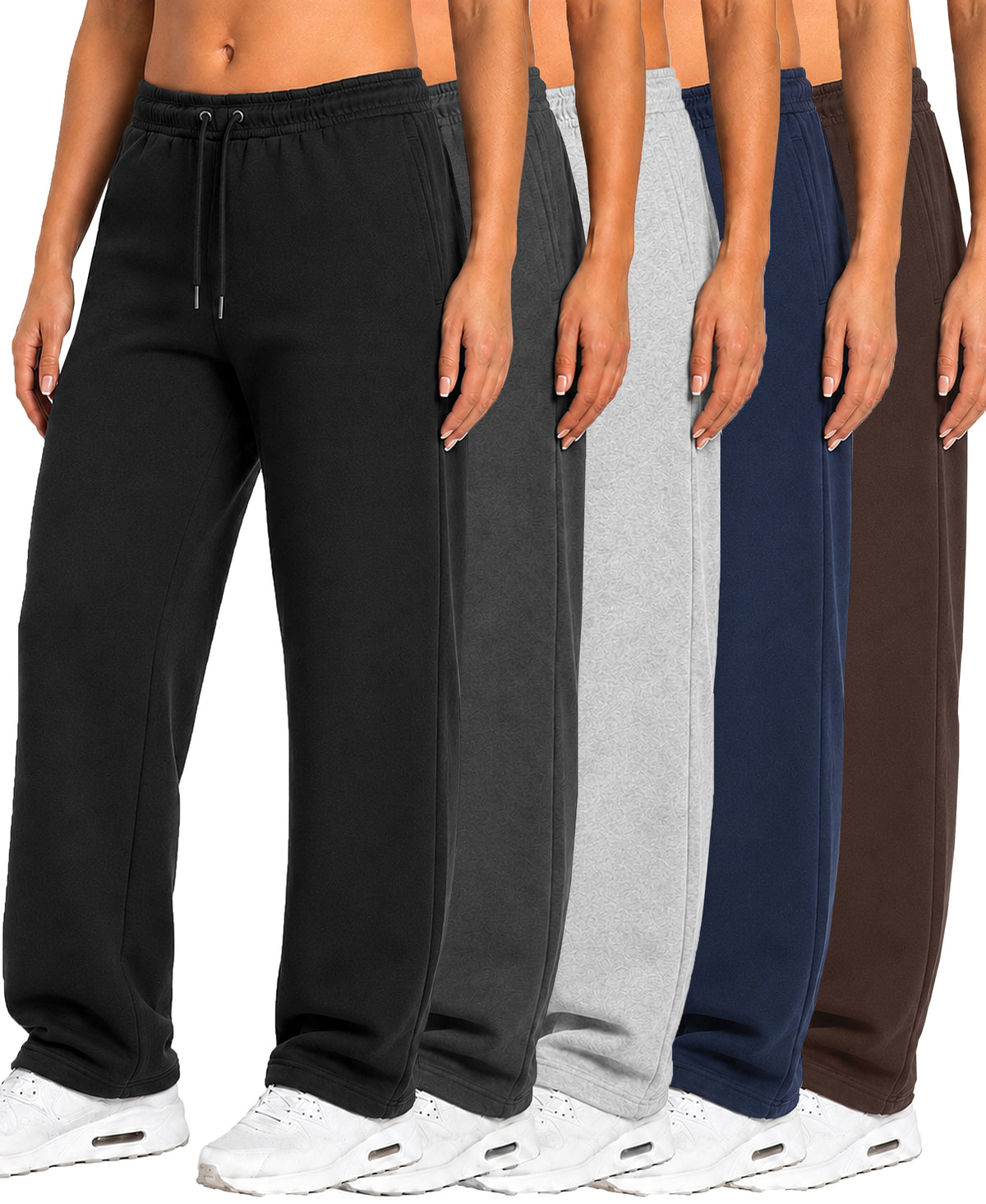 Blu Rock Women's Loose Fit Tech Fleece Performance Sweatpants with Open Bottom 5- Pack – view 13
