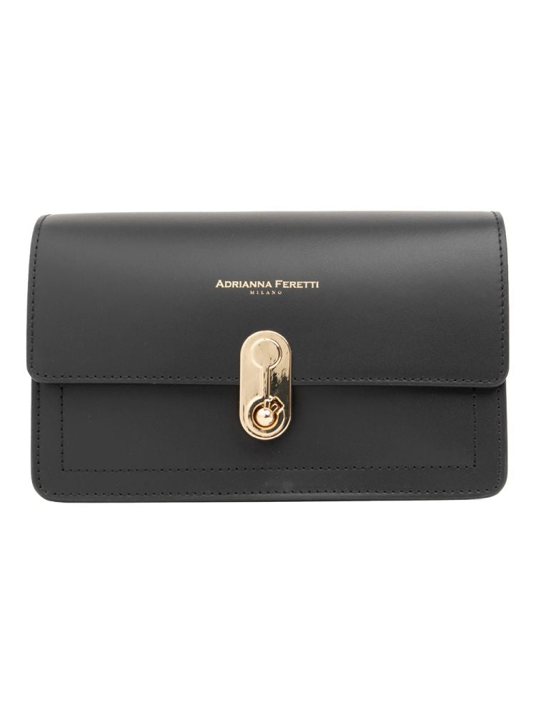 Structured Leather Shoulder Bag with Gold-Tone Clasp – view 1