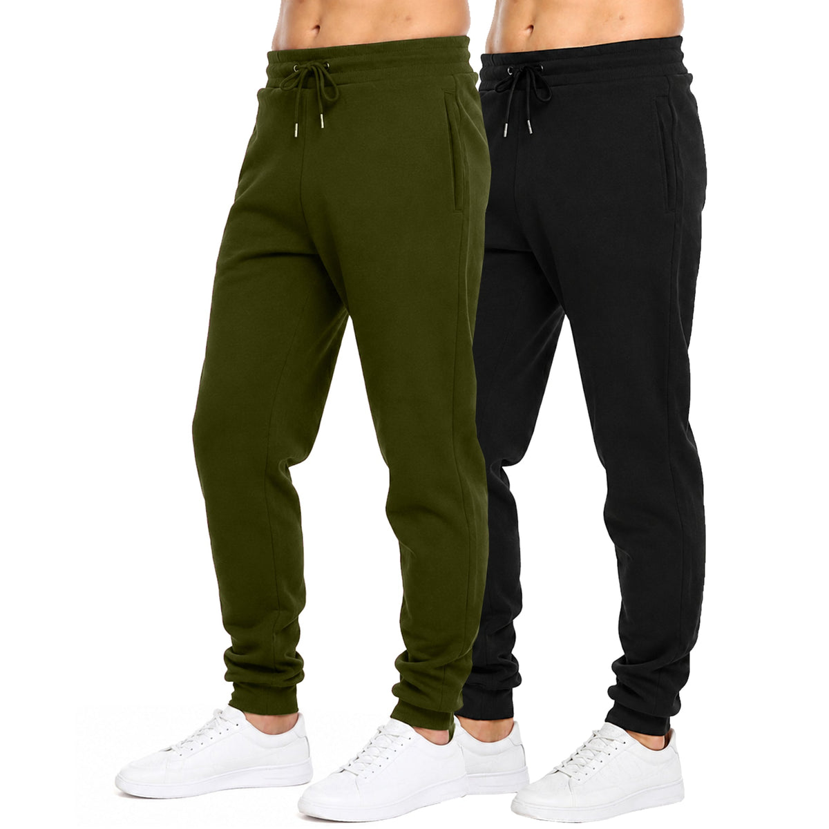 Blue Ice Men's Modern Fit Heavyweight Classic Fleece Jogger Sweatpants With Zipper Side Pockets-2 Pack – view 6