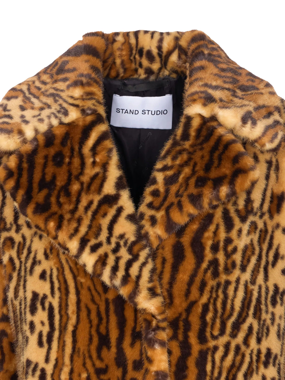 Plush Faux Fur Coat with Bold Animal Print Design – view 4