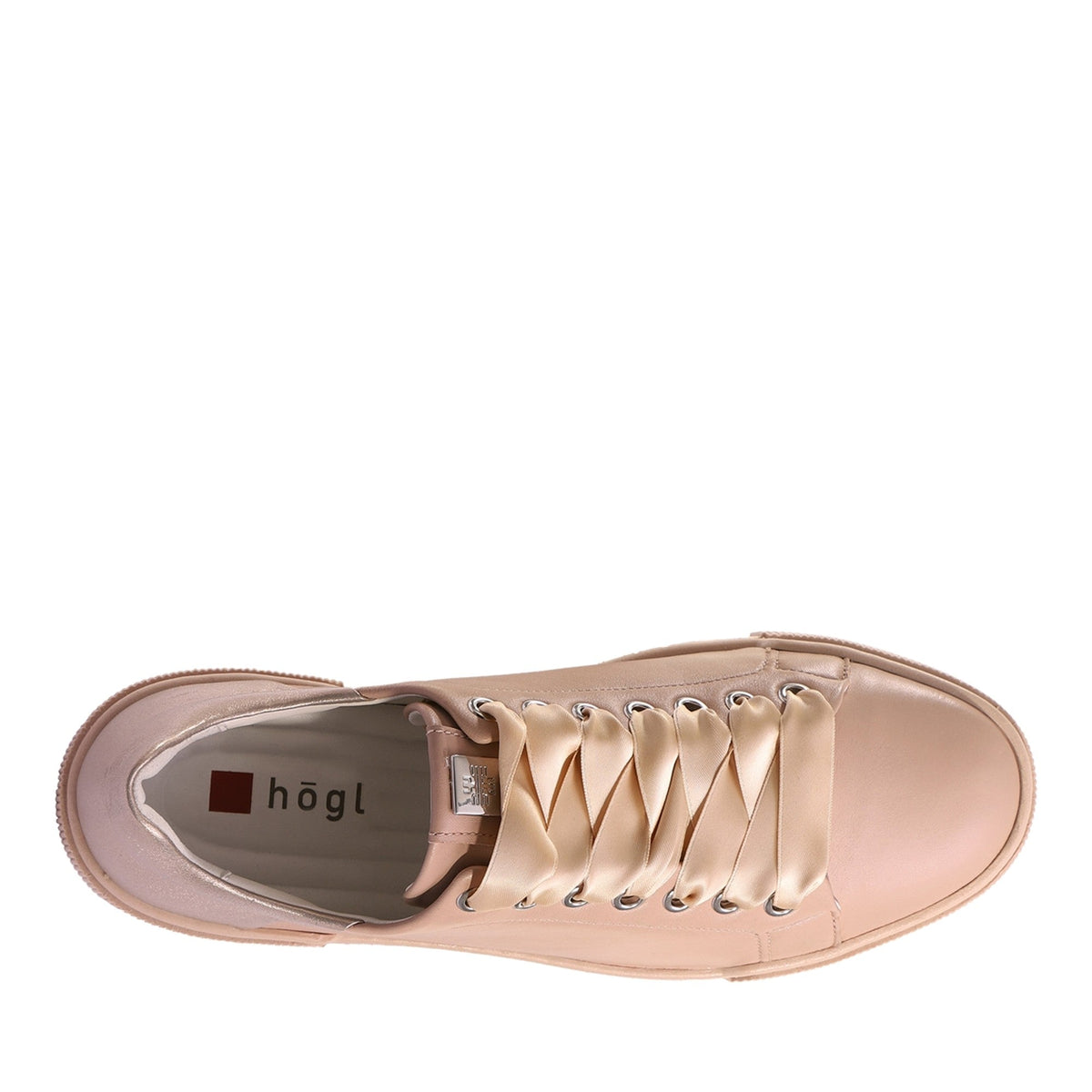 Beige Blade Metallic Accent Leather Wedge Sneakers – view 4