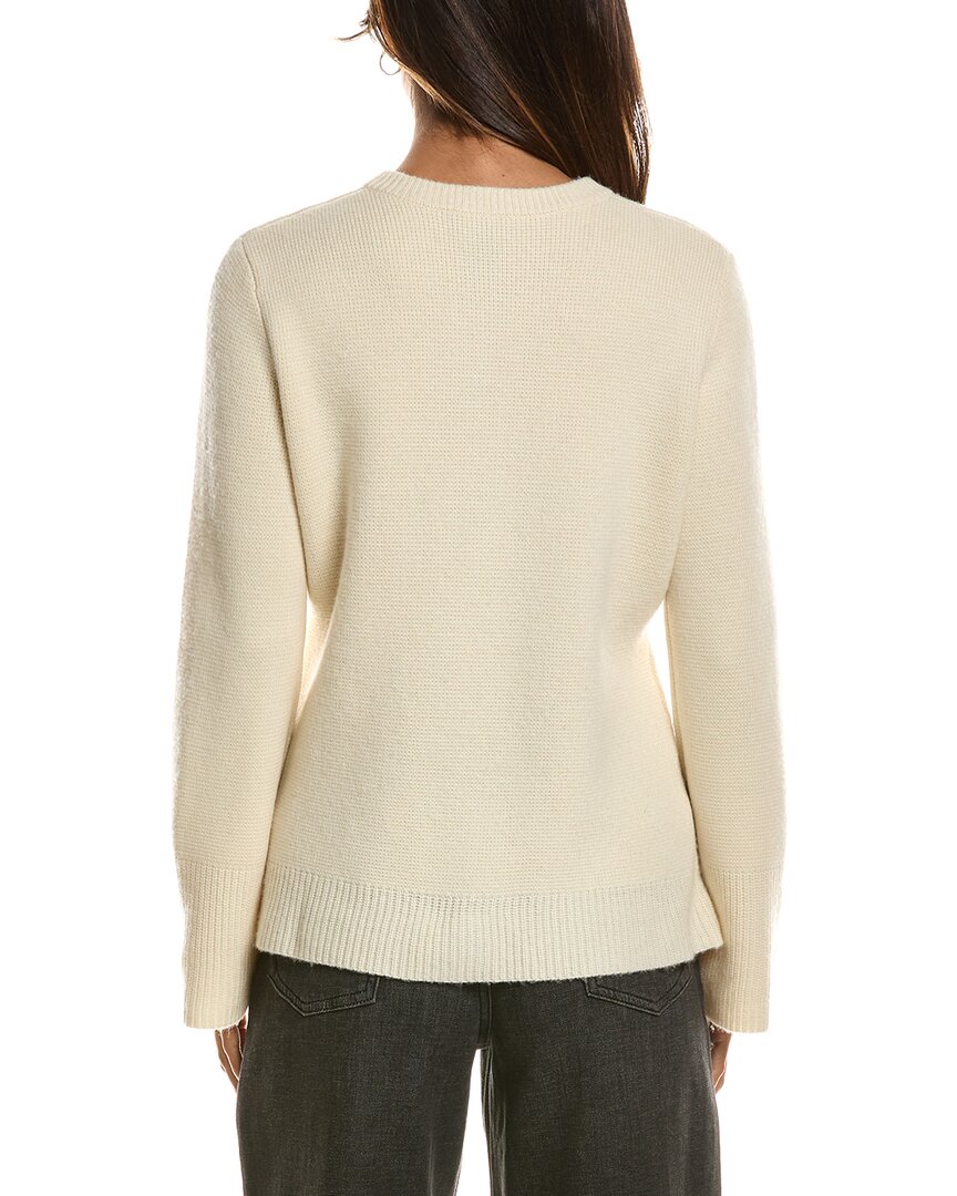 Forte Cashmere Double Knit Button Crew Wool & Cashmere-Blend Cardigan – view 2