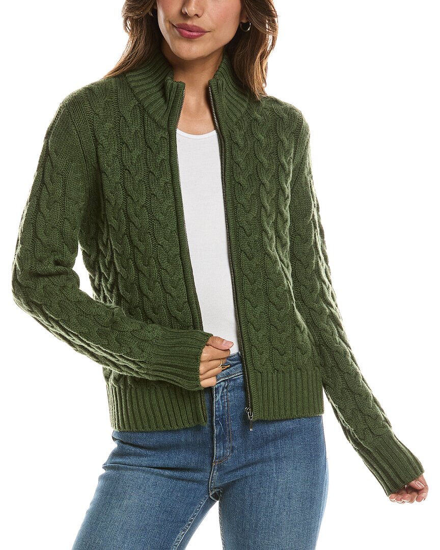 Forte Cashmere Cable Zip Mock Neck 100% Cashmere Cardigan – view 1