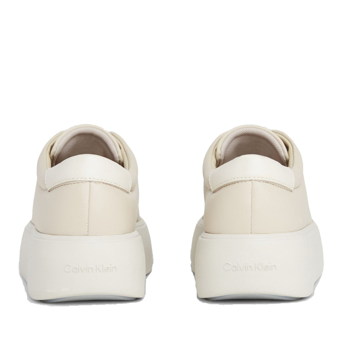 Beige Minimalist Flatform Leather Sneakers – view 3