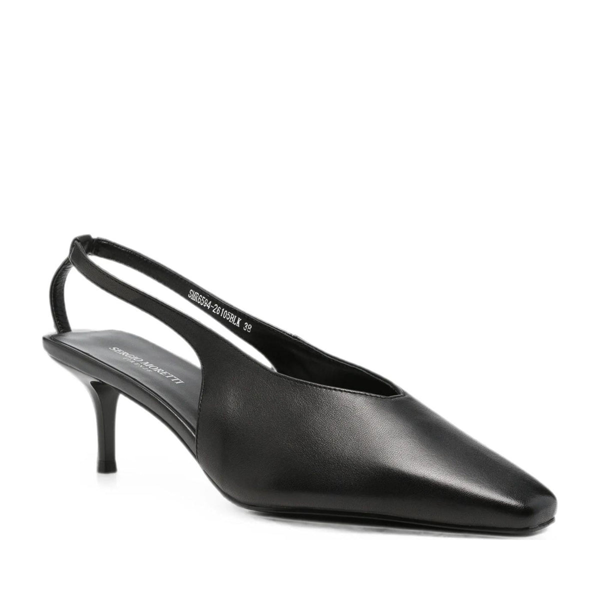 Black Sleek Pointed Toe Slingback Leather Dress Pumps – view 2