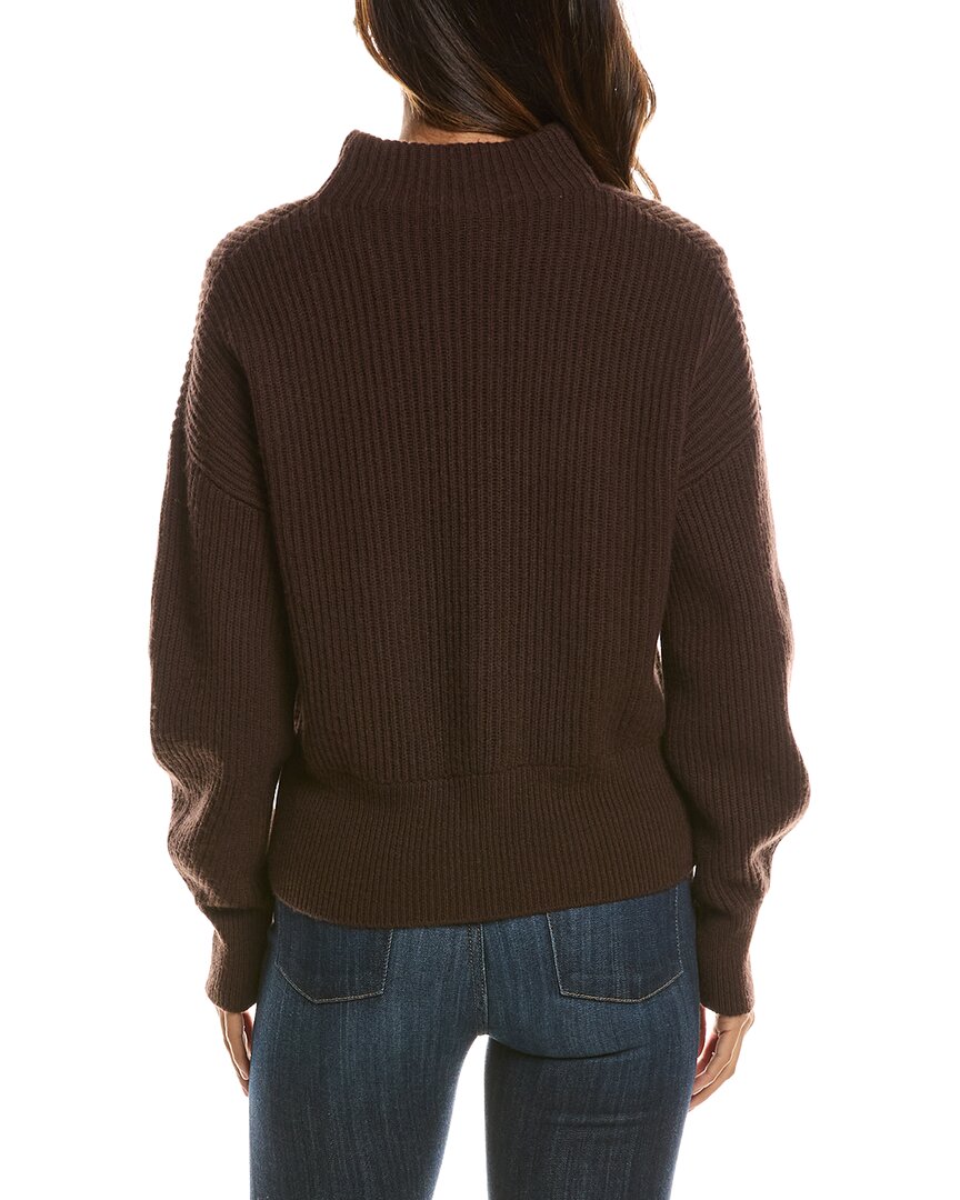 Forte Cashmere Rib Zip Mock Neck 100% Cashmere Cardigan – view 2