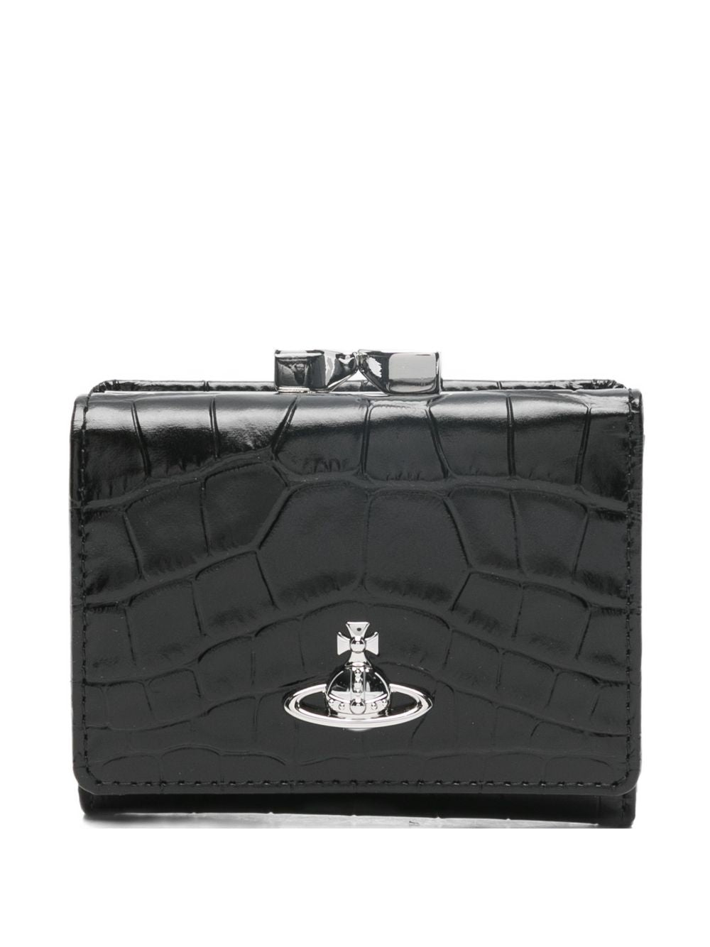 Black Crocodile-Embossed Compact Wallet – view 1