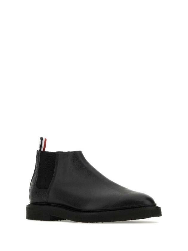 Pebble Grain Leather Crepe Sole Mid Top Chelsea Boots – view 3