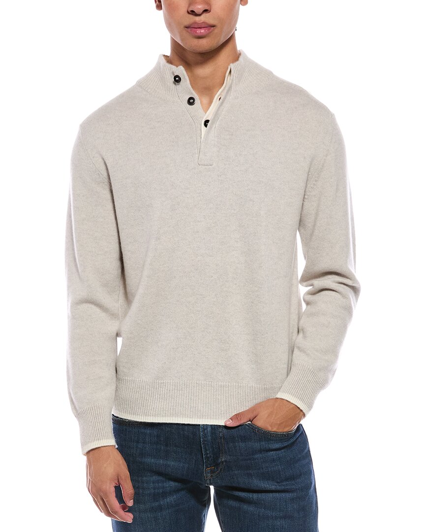 N.PEAL Half Button 100% Cashmere Mock Neck Sweater – view 1