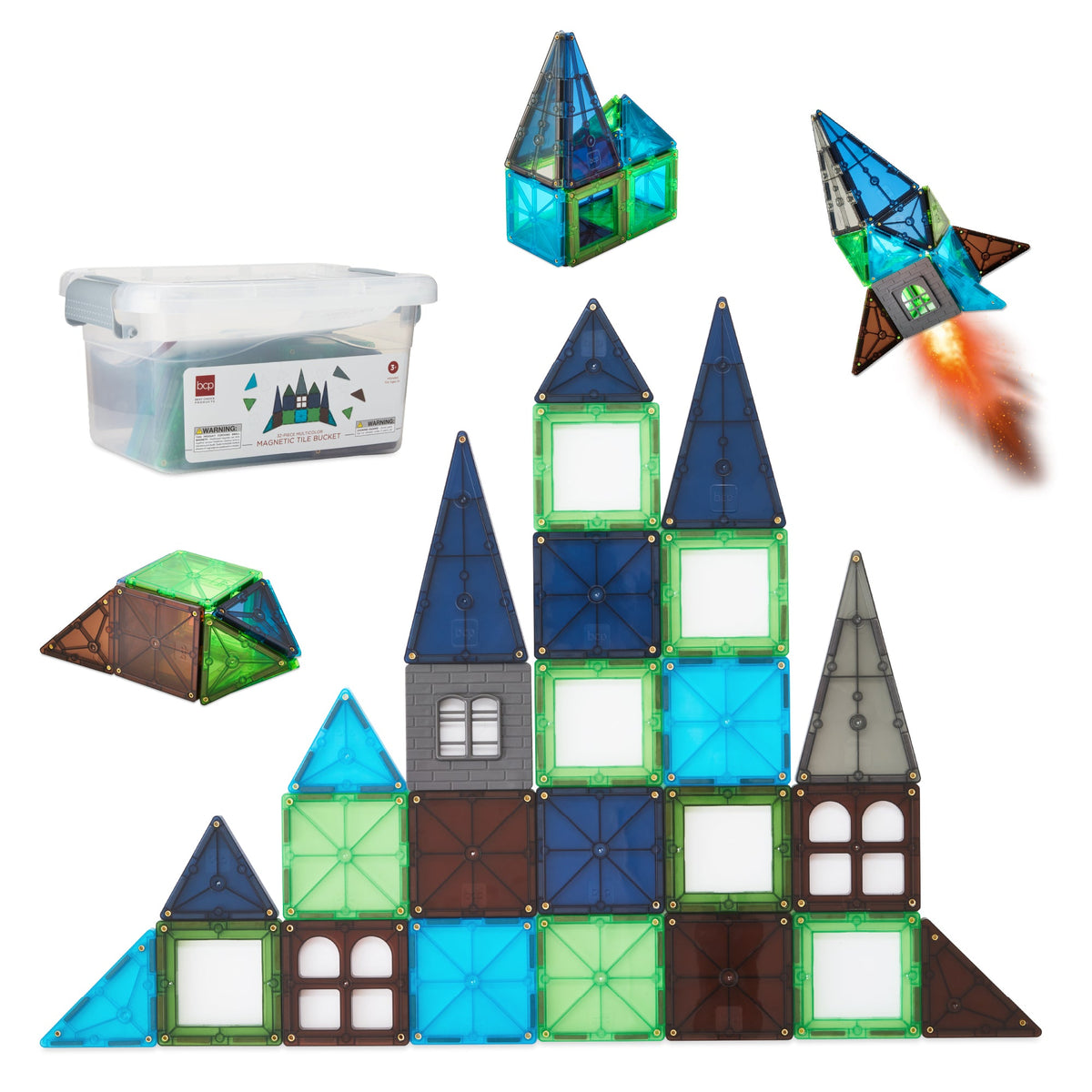 Best Choice Products 32-Piece Kids Magnetic Tiles Set, Educational Building STEM Toy w/ Case – view 1