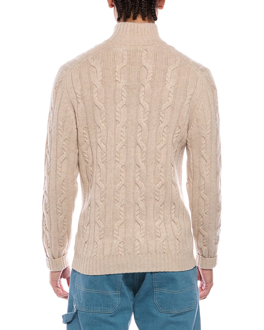 N.PEAL Textured Cable 1/2-Zip 100% Cashmere Mock Neck Sweater – view 2