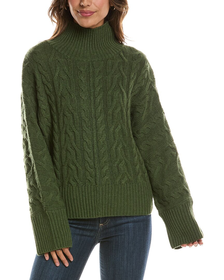 Forte Cashmere Luxe Cable Mock Neck 100% Cashmere Pullover – view 1