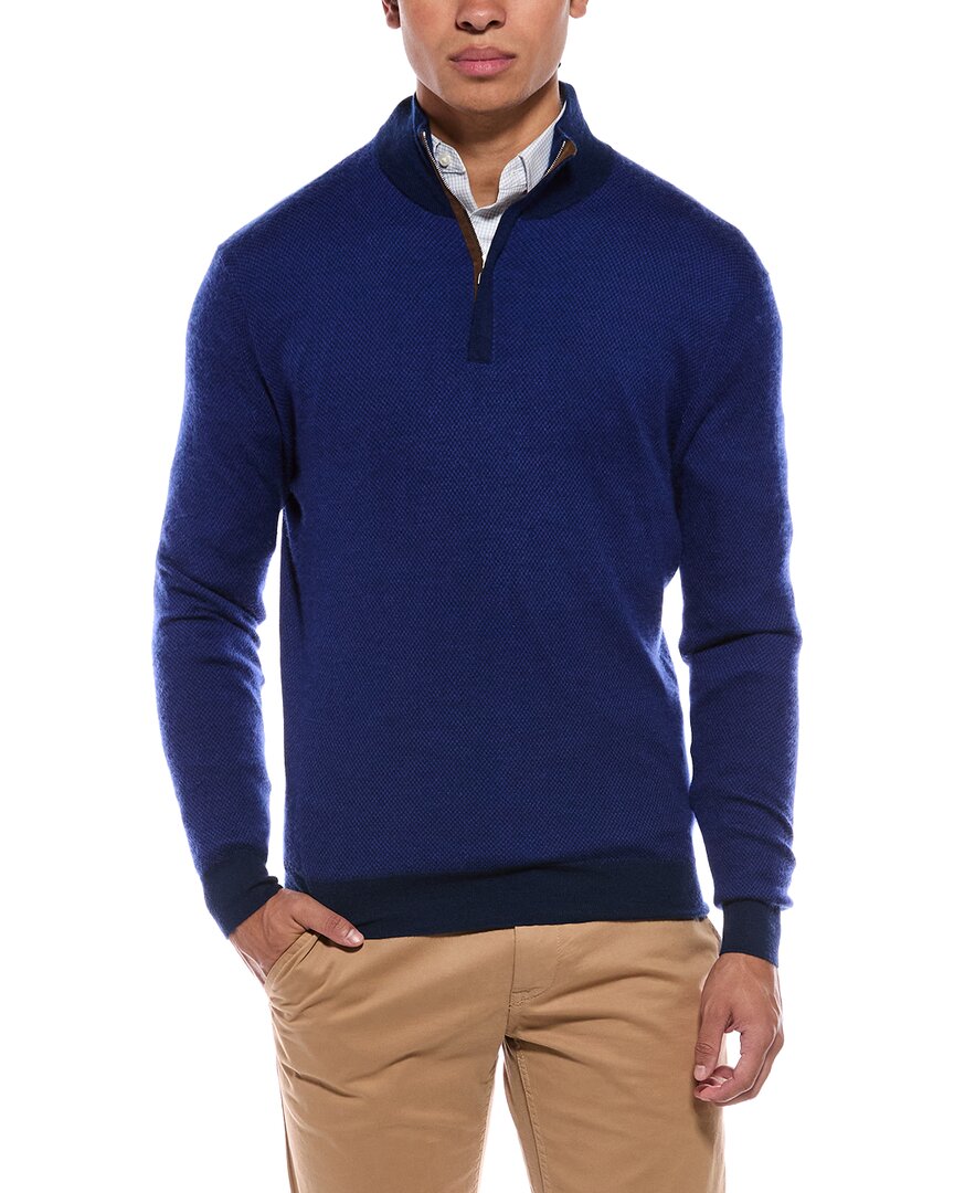 N.PEAL Regent Birdseye 1/2-Zip Cashmere & Silk-Blend Mock Neck Sweater – view 1