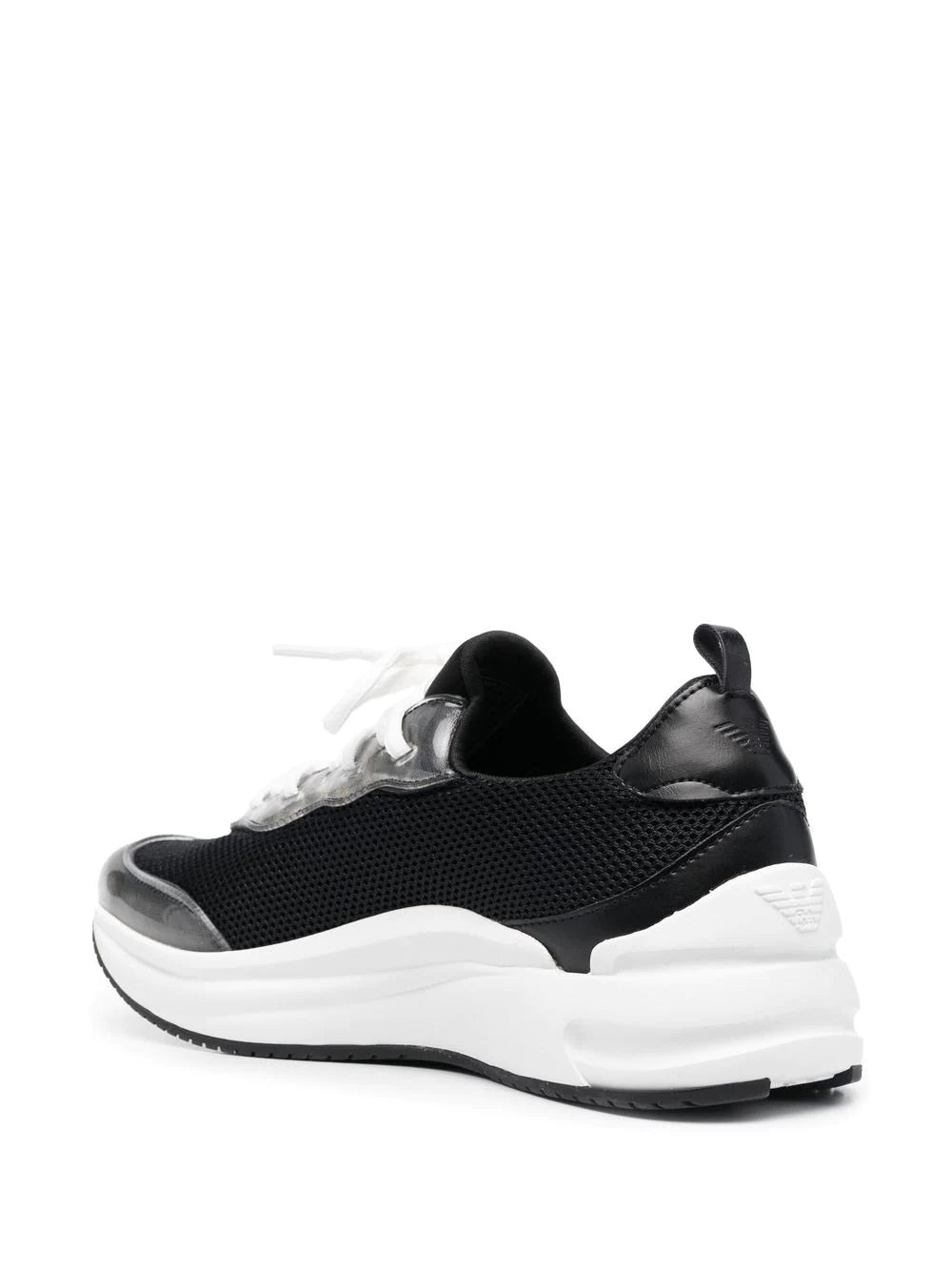 Sleek Black Mesh Trainers With Glossy Overlays – view 3