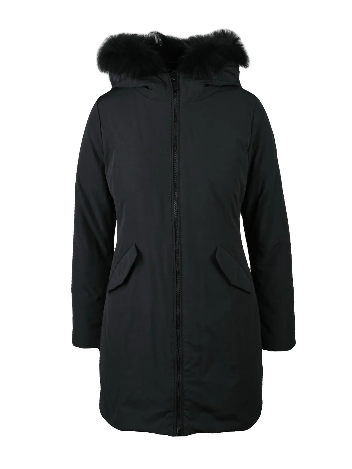 Black Fitted Polyester-Blend Parka – view 1