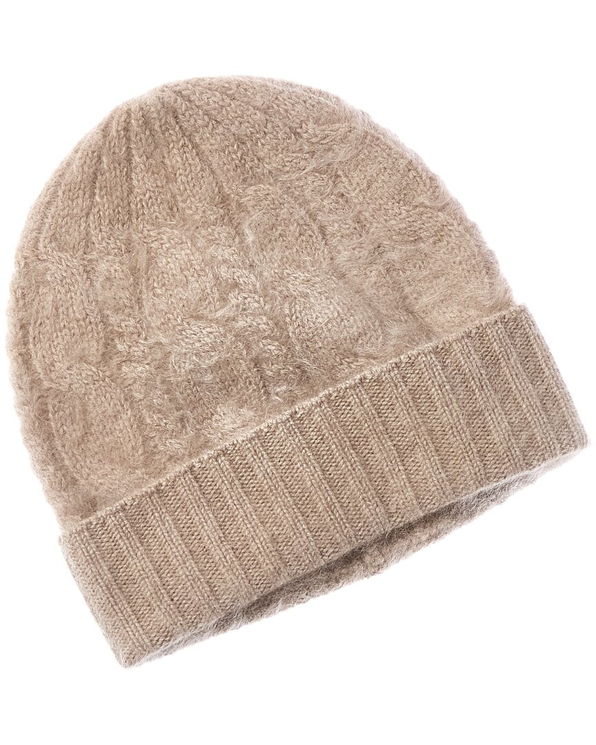 sofiacashmere Brushed Cashmere Chunky Cable Hat – view 2