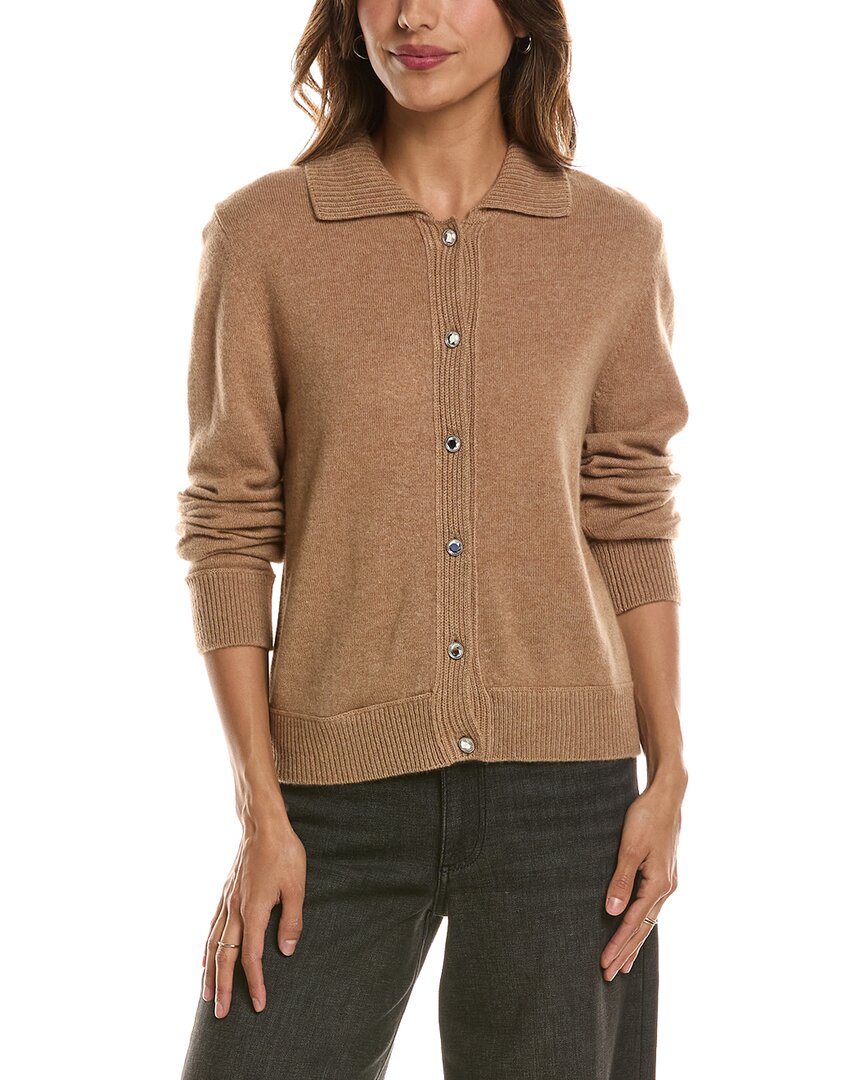 Forte Cashmere Rib Trim Wool & Cashmere-Blend Polo Cardigan – view 1