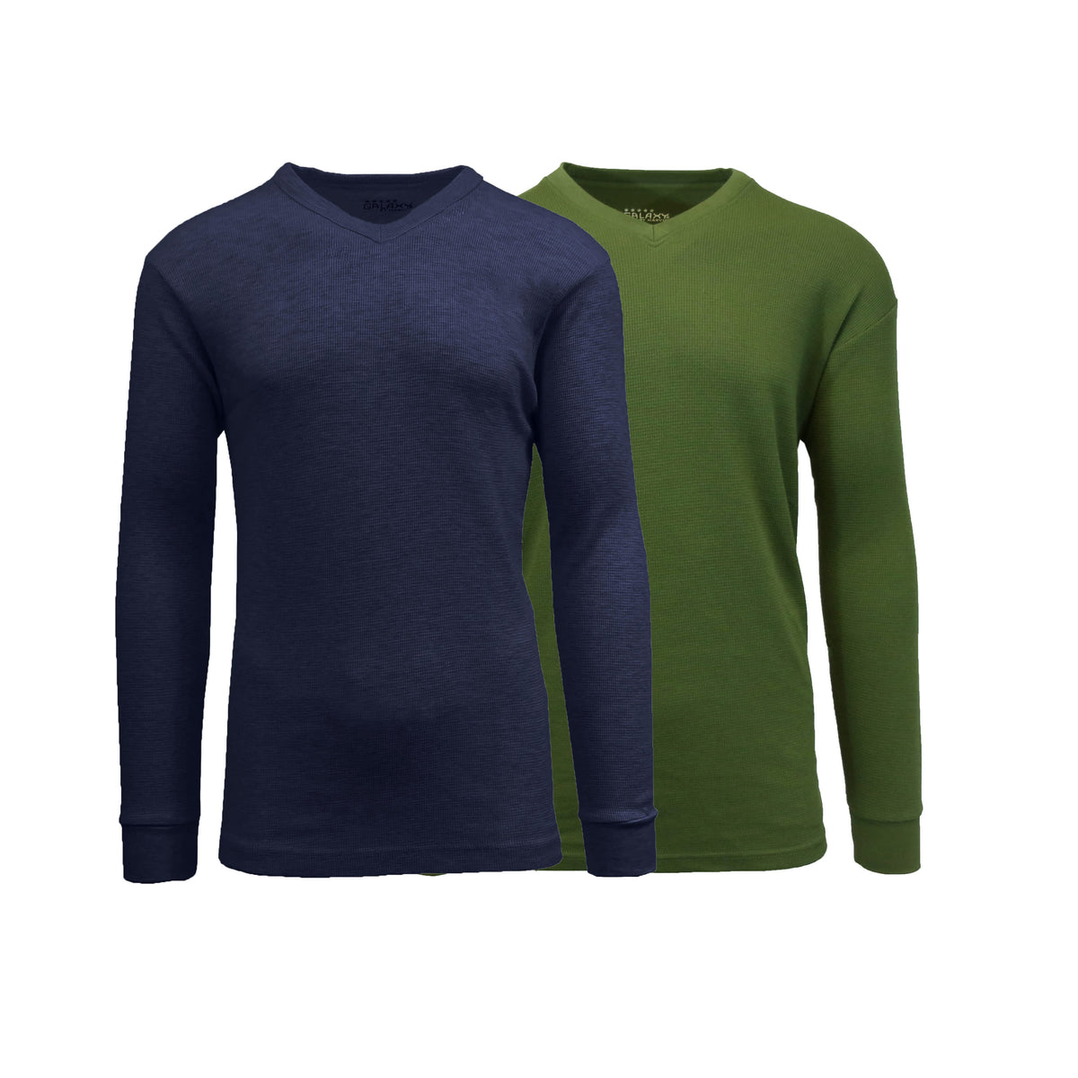 Galaxy By Harvic Men's Long Sleeve Waffle-Knit V-Neck Thermal Shirt-2 Pack – view 4