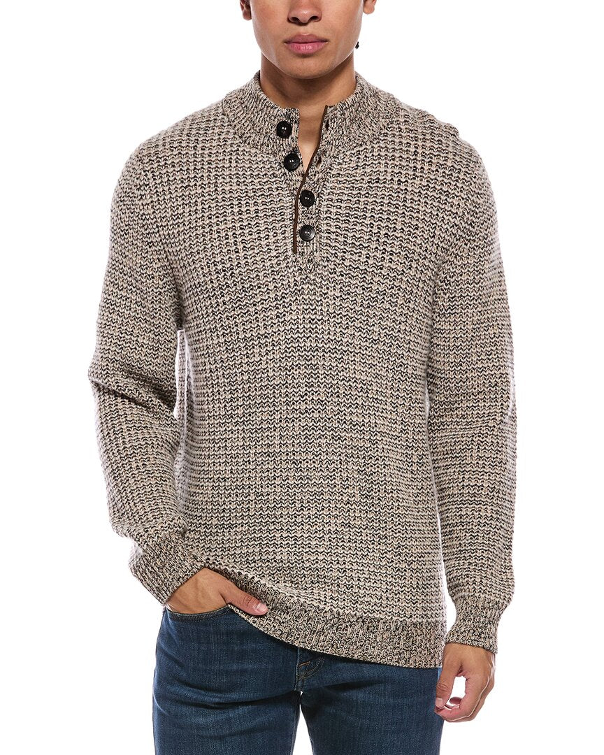 N.PEAL Beauchamp Marl Half Button 100% Cashmere Mock Neck Sweater – view 1