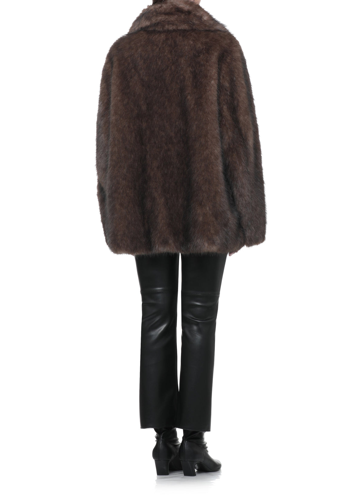 Plush Faux Fur Stand Studio Jacket with Classic Lapel – view 4