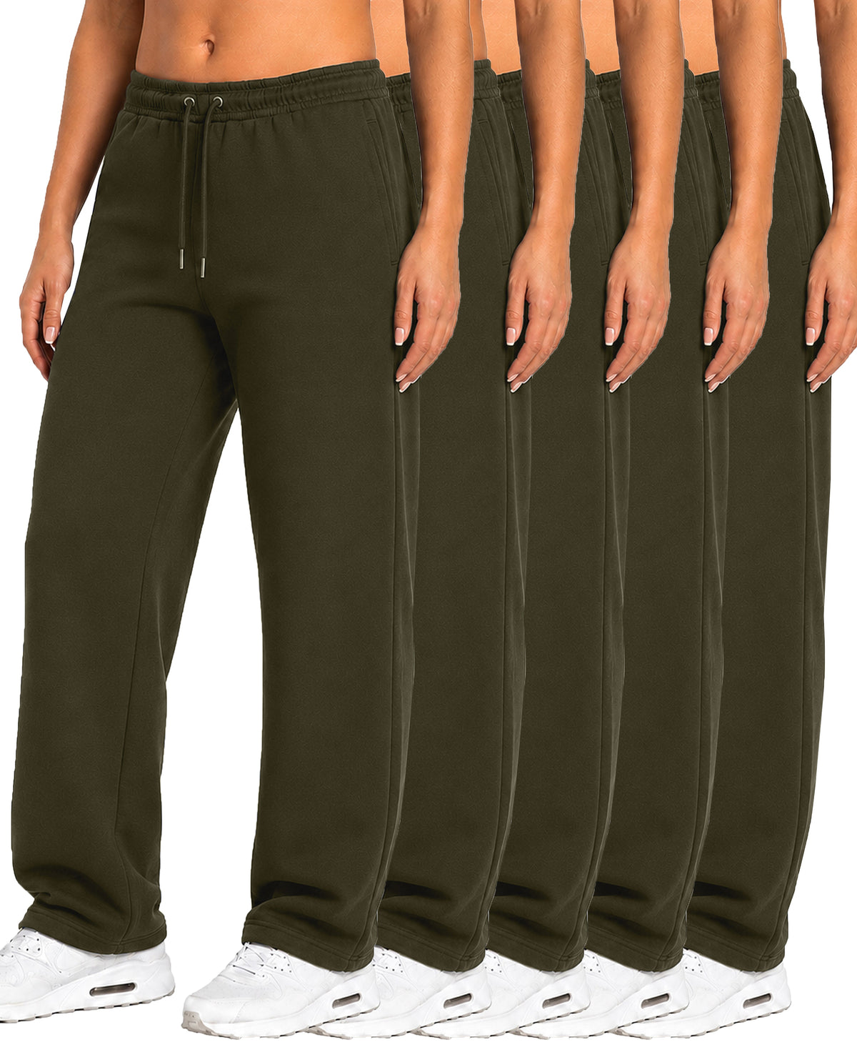Blu Rock Women's Loose Fit Tech Fleece Performance Sweatpants with Open Bottom 5- Pack – view 9