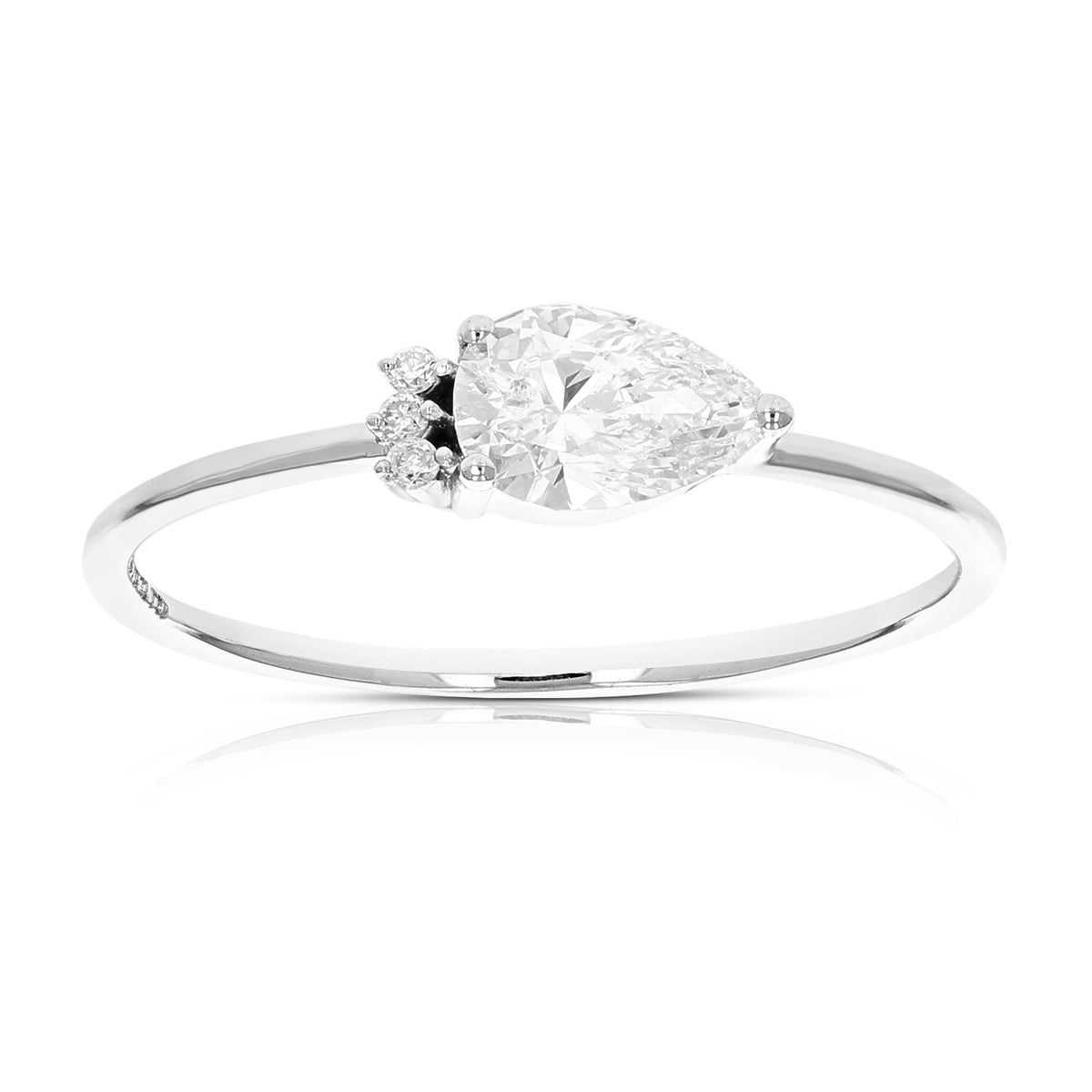 1/2 cttw Pear and Round Lab Grown Diamond Engagement Ring in 14K White Gold For Women – view 2