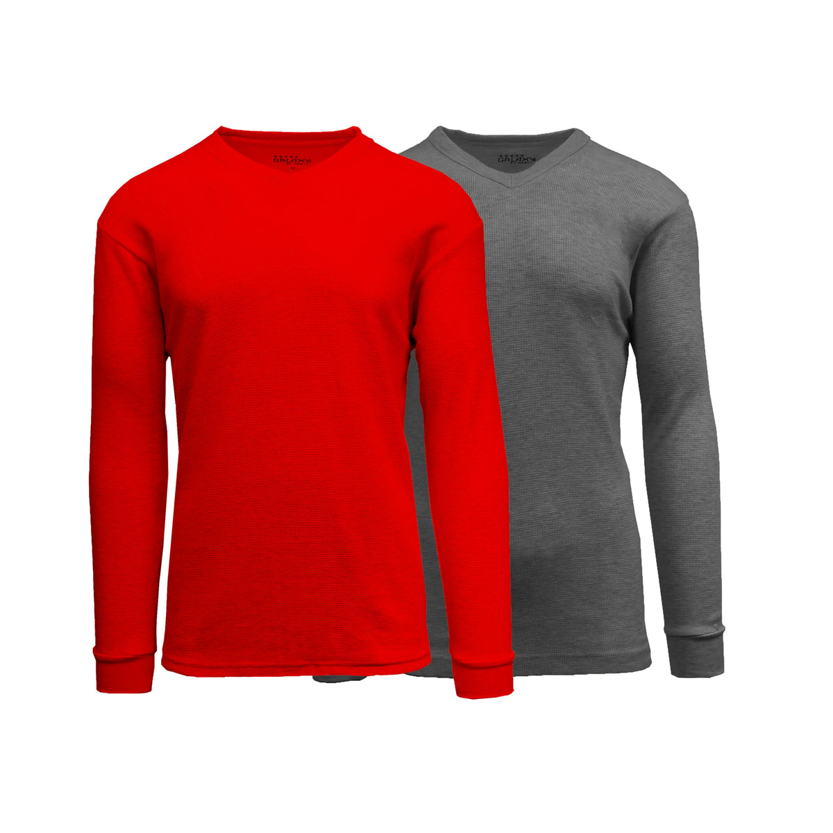 Galaxy By Harvic Men's Long Sleeve Waffle-Knit V-Neck Thermal Shirt-2 Pack – view 5