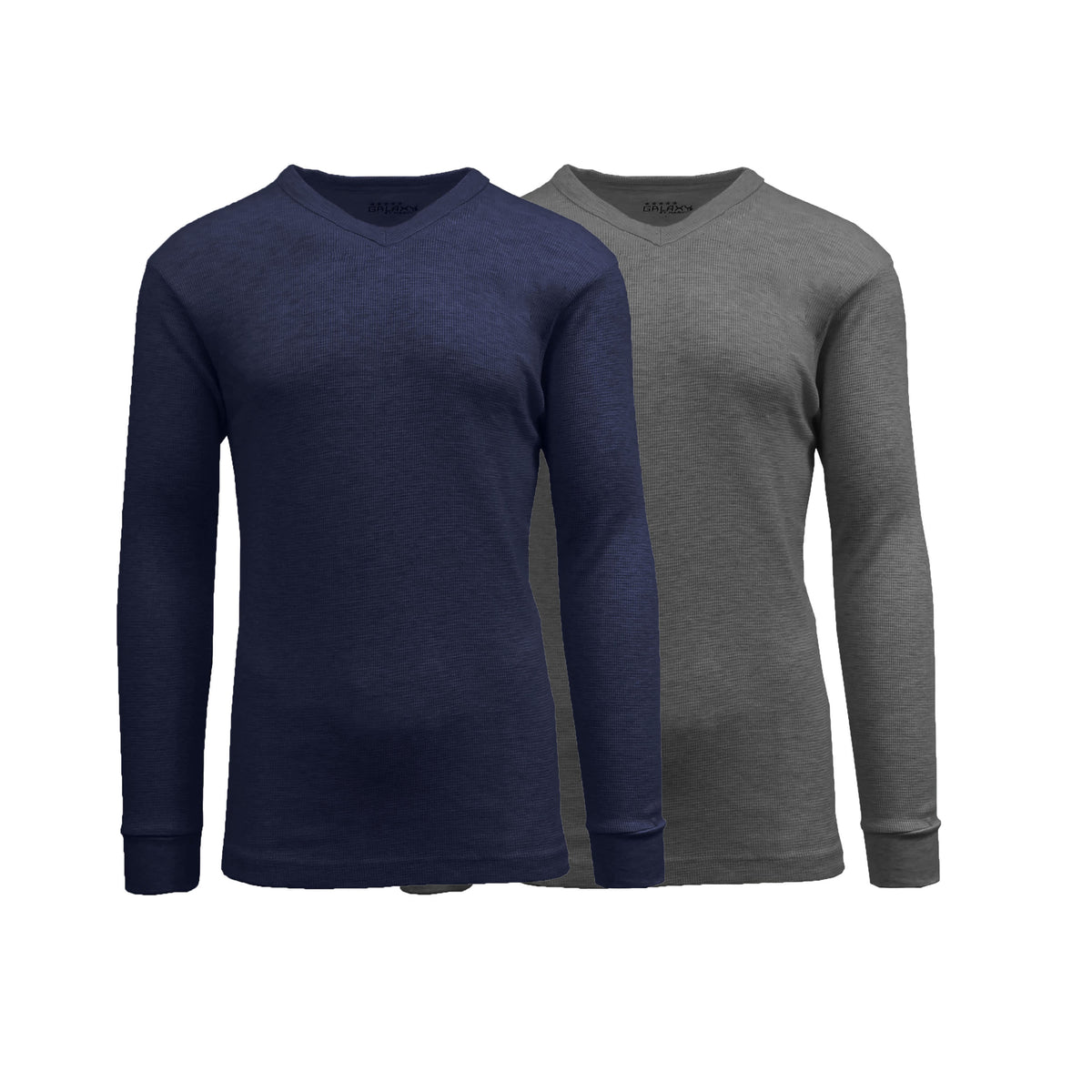 Galaxy By Harvic Men's Long Sleeve Waffle-Knit V-Neck Thermal Shirt-2 Pack – view 7