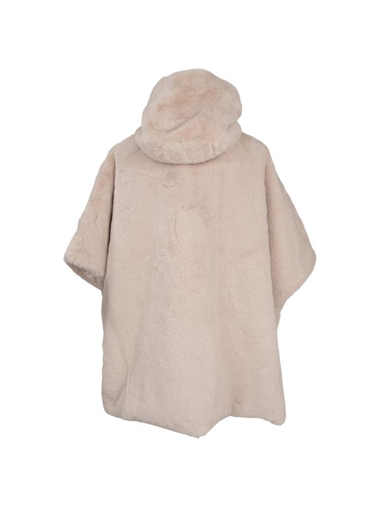 Plush Beige Fur-Like Coat with High Collar and Boxy Silhouette – view 2