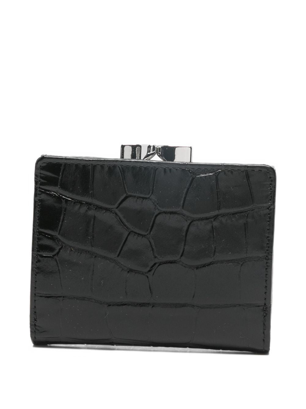 Black Crocodile-Embossed Compact Wallet – view 2