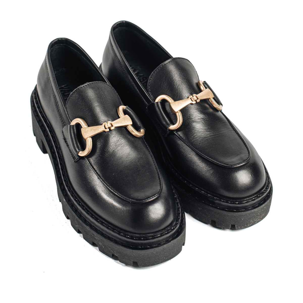 Bea Black Metallic Horsebit Leather Loafers – view 2