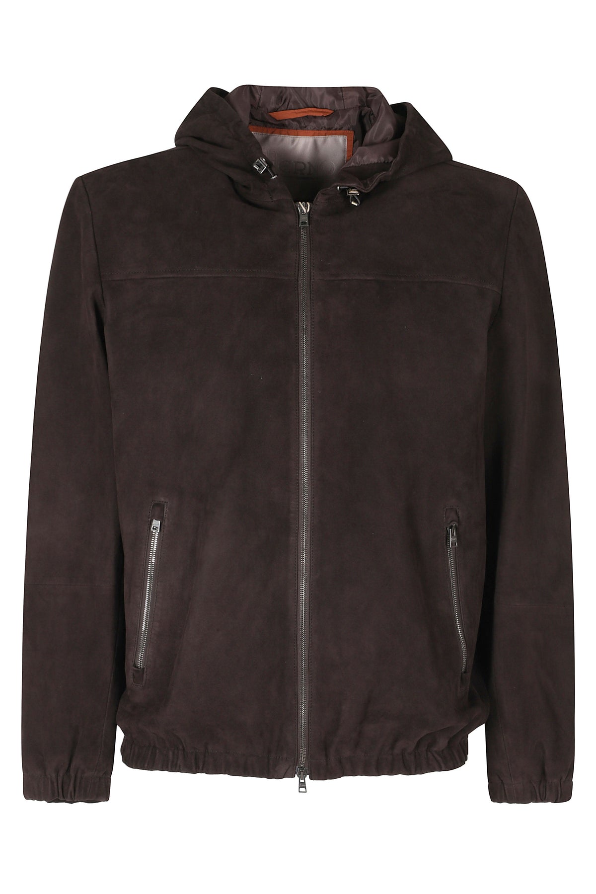 Hooded Suede Jacket with Zip Closure and Elasticized Details – view 1