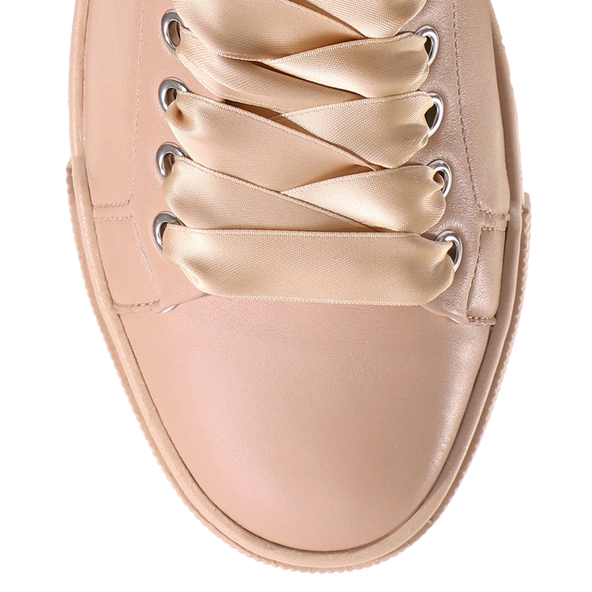 Beige Blade Metallic Accent Leather Wedge Sneakers – view 5