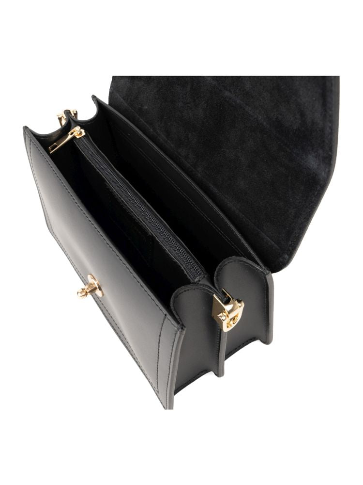 Structured Leather Shoulder Bag with Gold-Tone Clasp – view 3