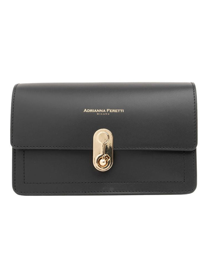Structured Leather Shoulder Bag with Gold-Tone Clasp – view 1