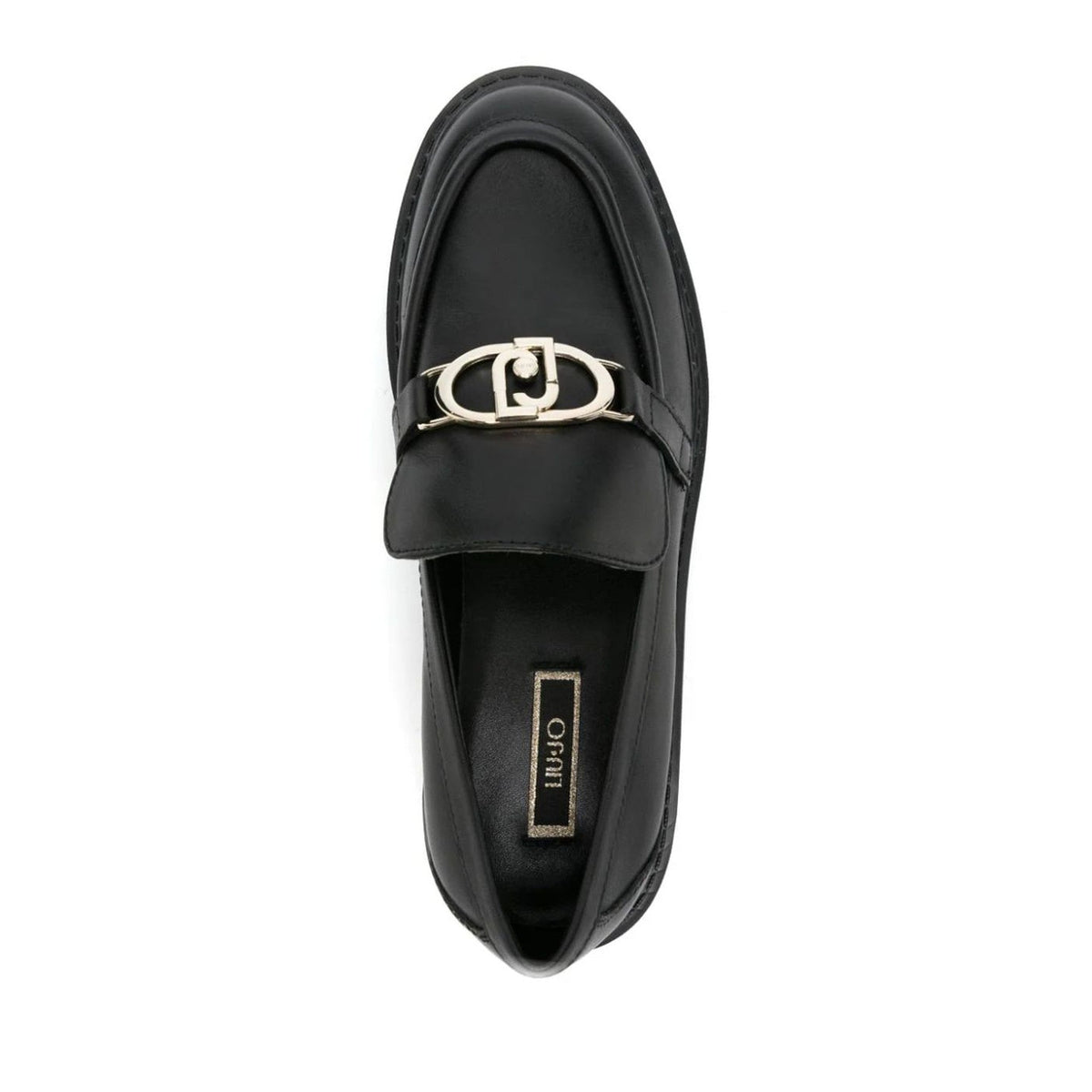 Black Cora 01 Decorative Buckle Chunky Sole Leather Loafers – view 4