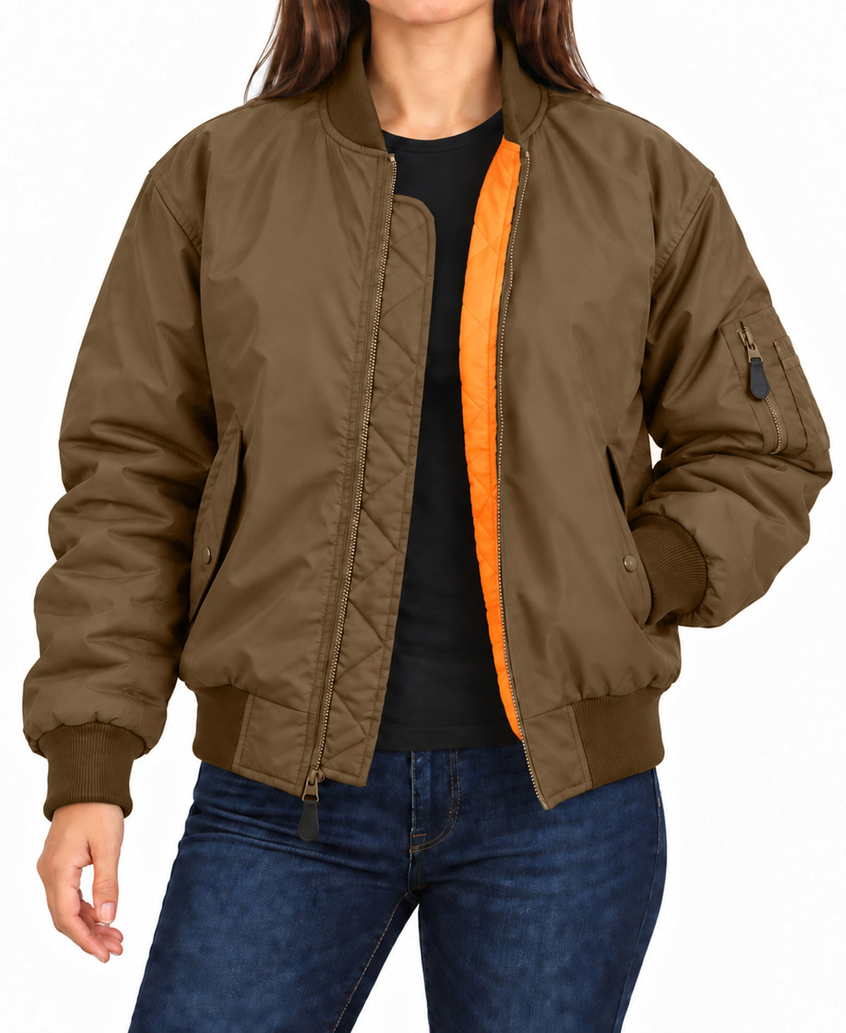 Spire By Galaxy Antivento Women's Loose Fit  Heavyweight MA-1 Flight Bomber Jacket- Up To Size 5XL – view 1