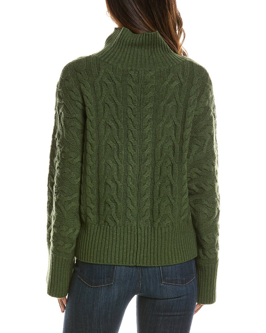 Forte Cashmere Luxe Cable Mock Neck 100% Cashmere Pullover – view 2