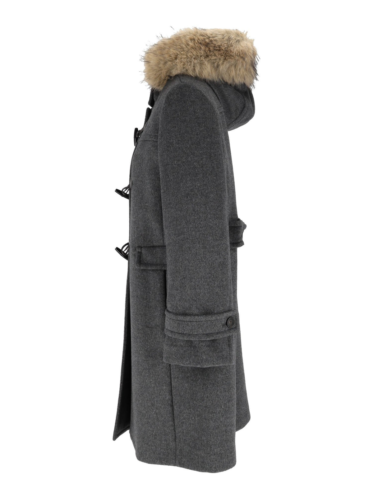 Grey Epica Toggle Fur Trim Coat – view 3