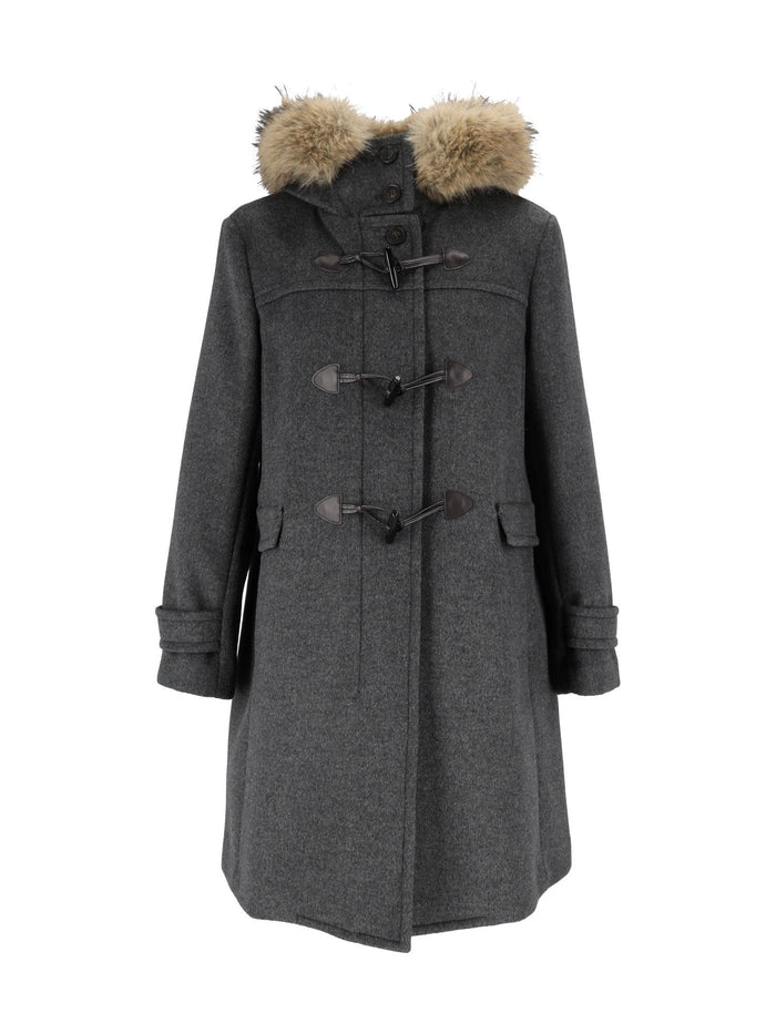 Grey Epica Toggle Fur Trim Coat – view 1