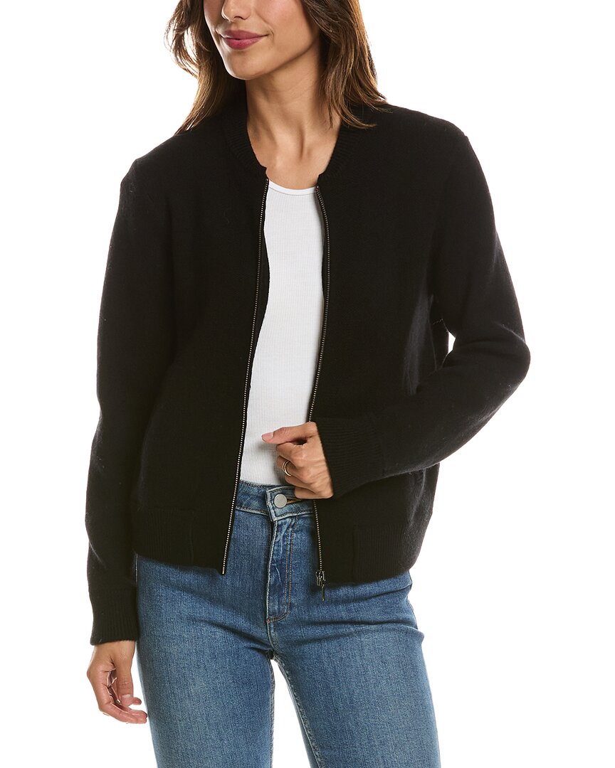 Forte Cashmere Zip 100% Cashmere Bomber Cardigan – view 1
