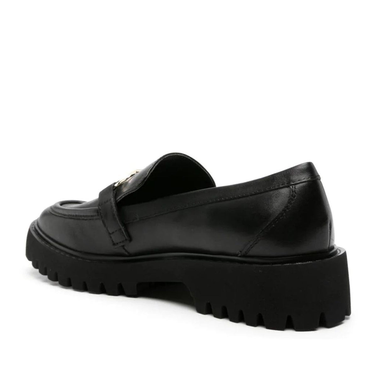 Black Cora 01 Decorative Buckle Chunky Sole Leather Loafers – view 3