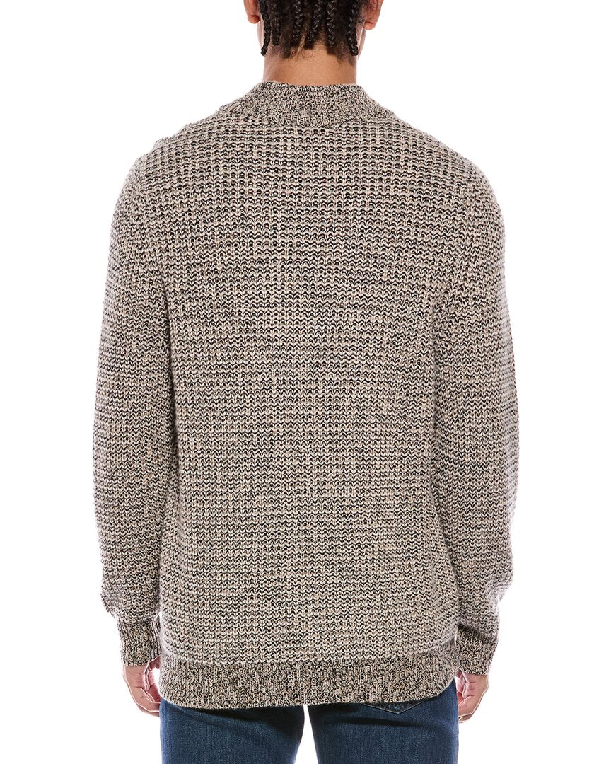 N.PEAL Beauchamp Marl Half Button 100% Cashmere Mock Neck Sweater – view 2