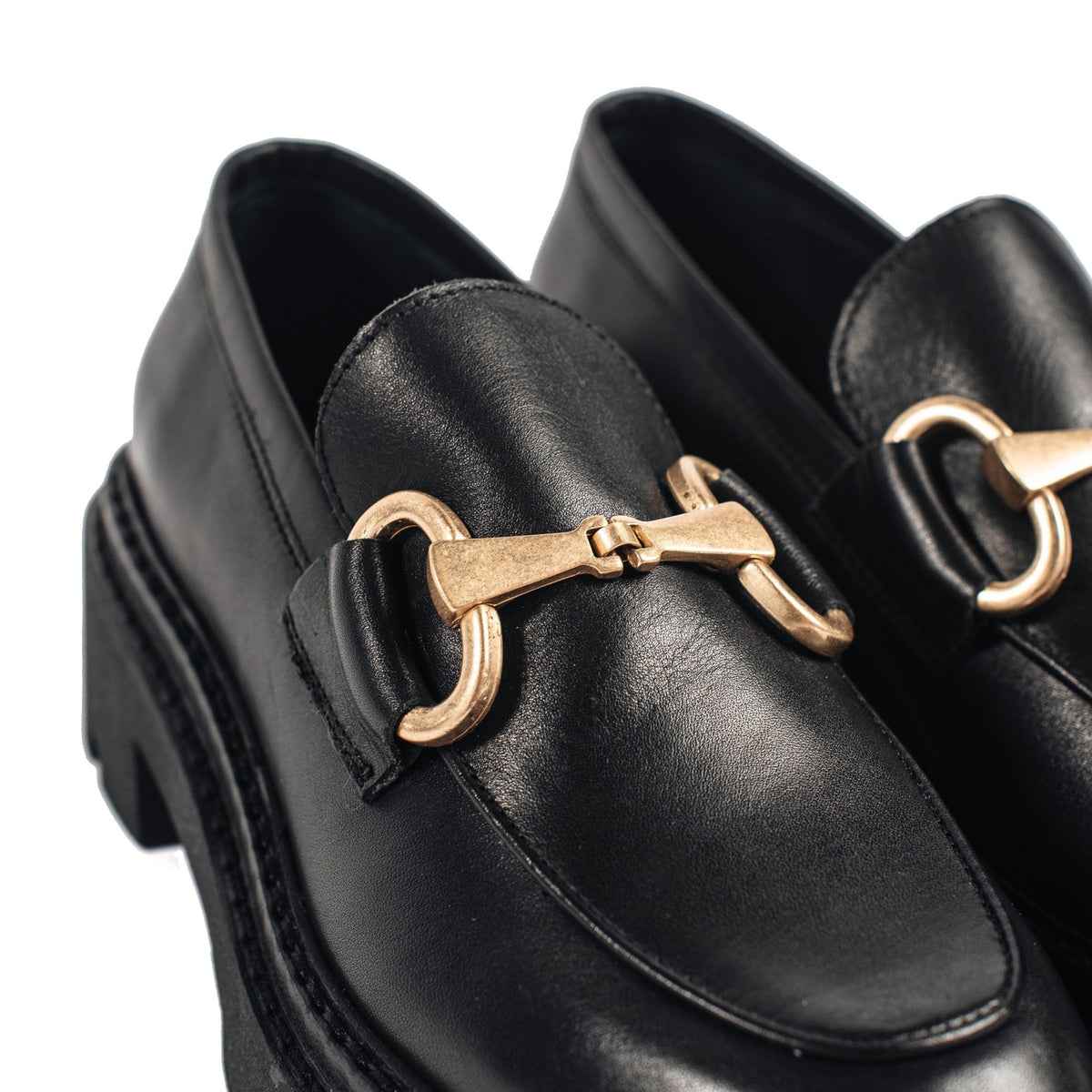 Bea Black Metallic Horsebit Leather Loafers – view 4