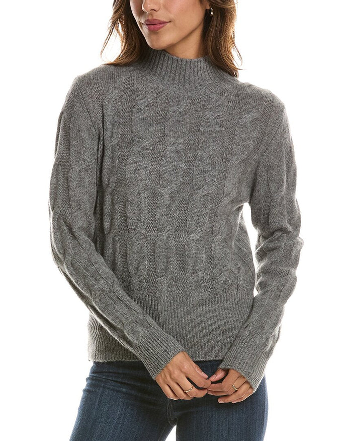Forte Cashmere Cable Mock Neck 100% Cashmere Sweater – view 1