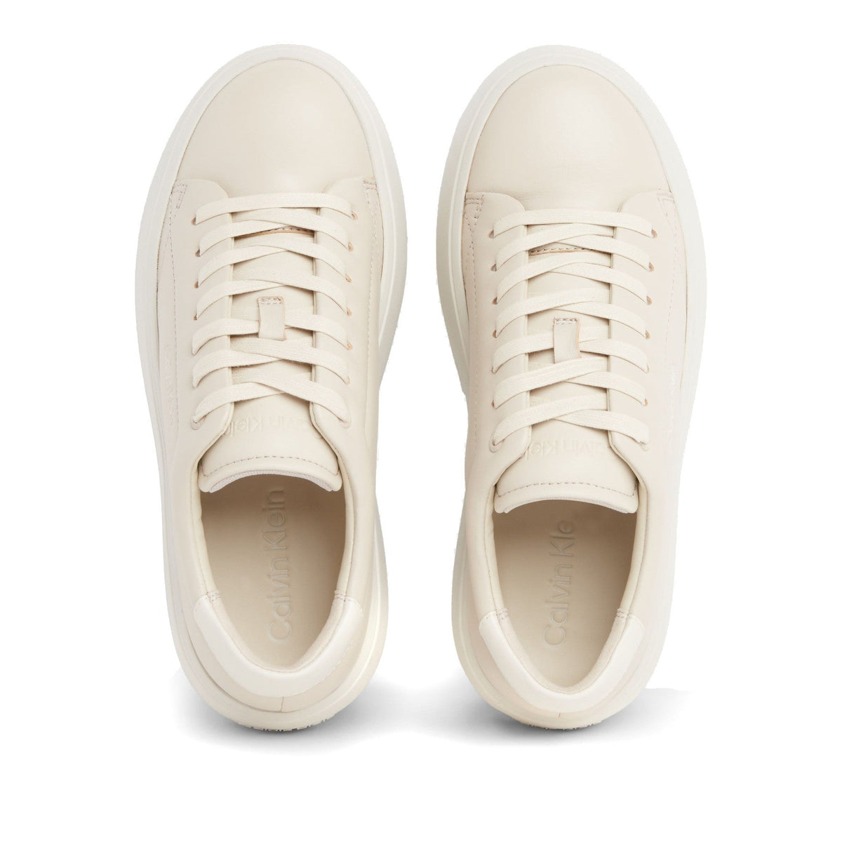 Beige Minimalist Flatform Leather Sneakers – view 4