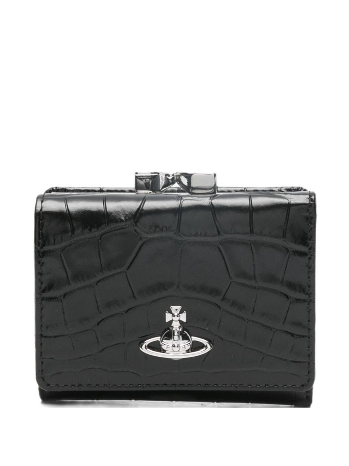 Black Crocodile-Embossed Compact Wallet – view 1