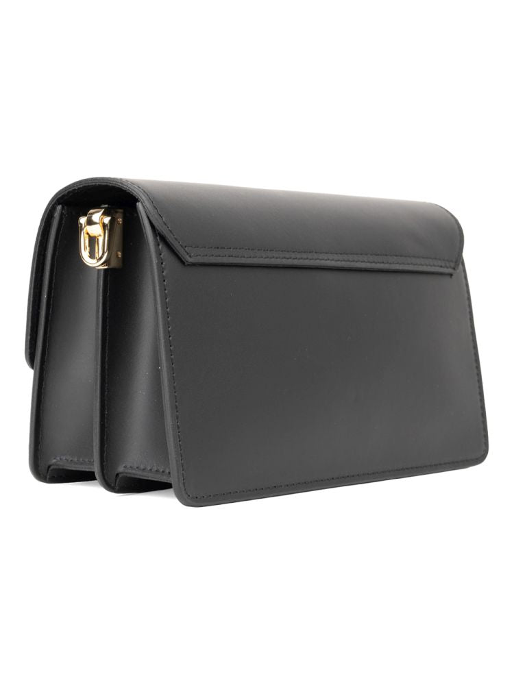 Structured Leather Shoulder Bag with Gold-Tone Clasp – view 2