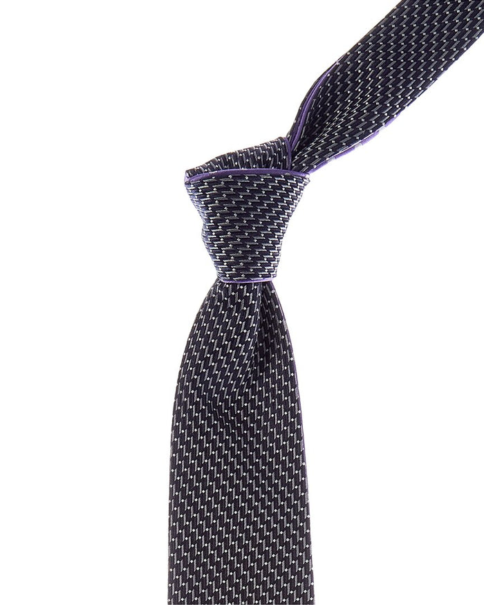Canali Purple Dots/Navy Reversible Silk Tie – view 1